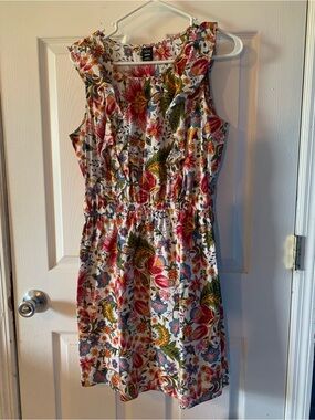 City Streets White Floral Midi Dress with Pink & Green